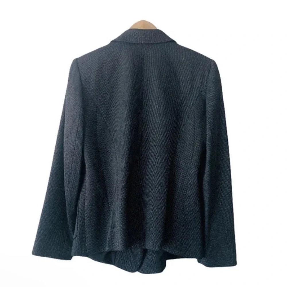 Lafayette 148 Gray Textured Double-Breasted Blazer Jacket Women Sz 8 Academia